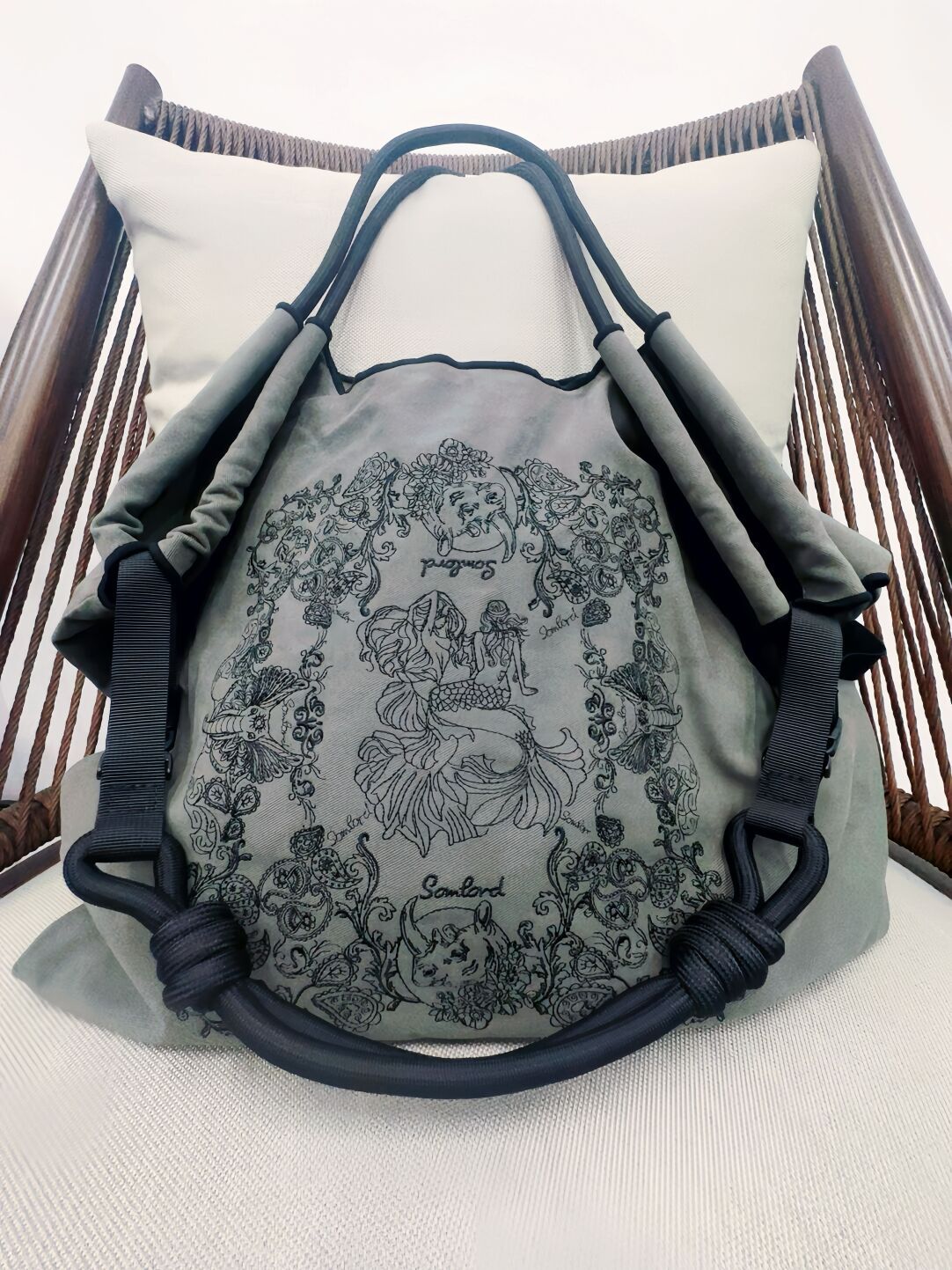 Unisex Paisley Vintage Embroidery Totebag