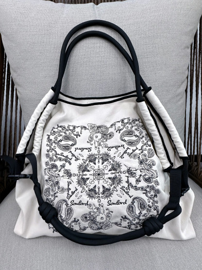 Unisex Paisley Vintage Embroidery Totebag