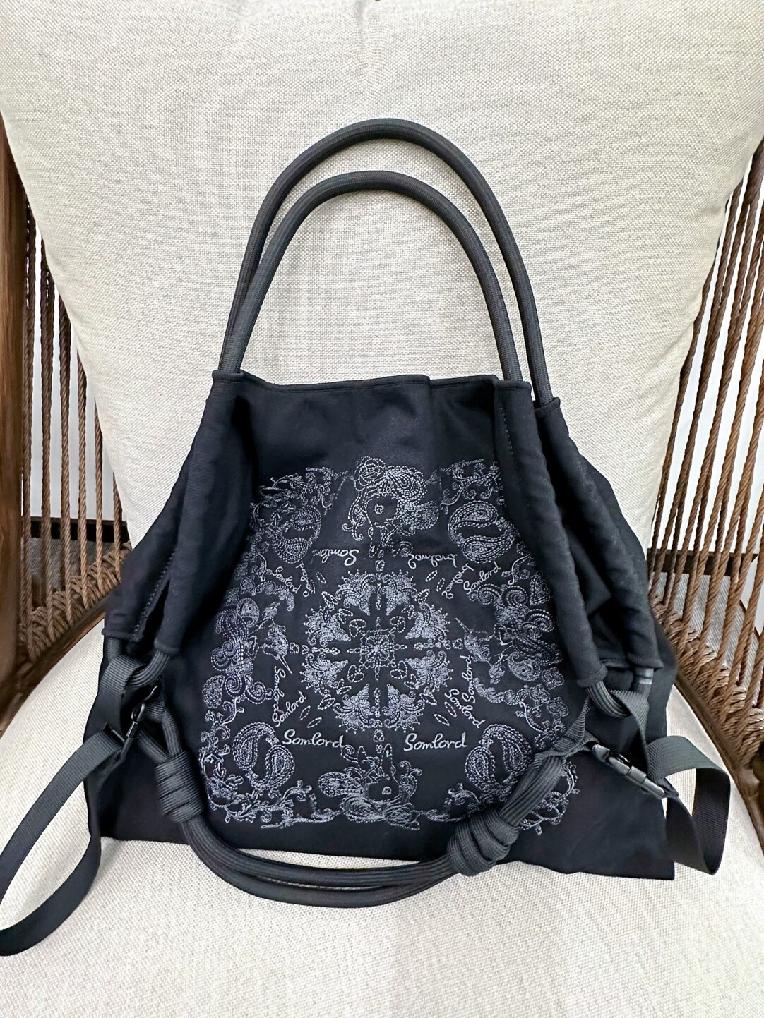 Unisex Paisley Vintage Embroidery Totebag