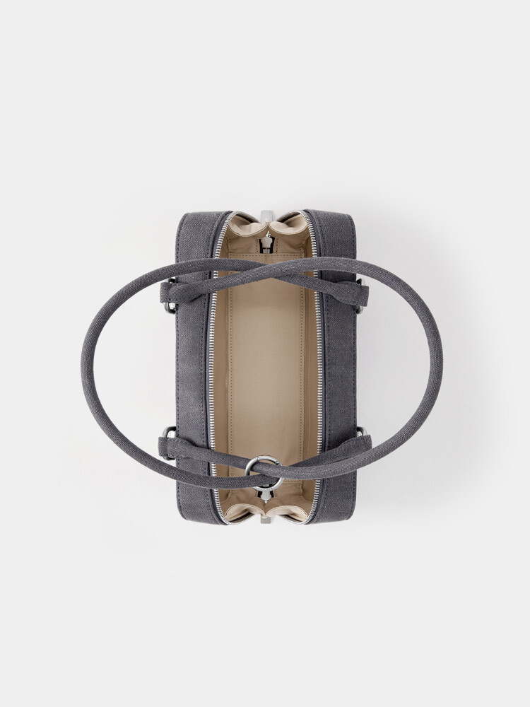 Denim Fabric Long Handle Boston Bag