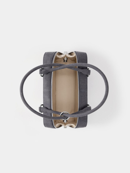 Denim Fabric Long Handle Boston Bag