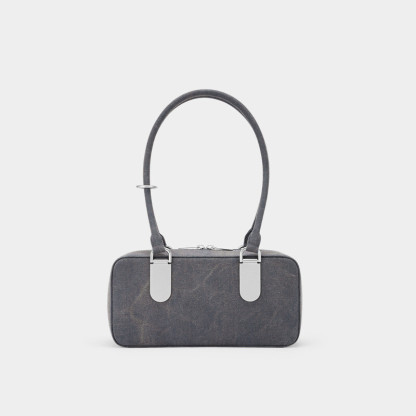 Denim Fabric Long Handle Boston Bag