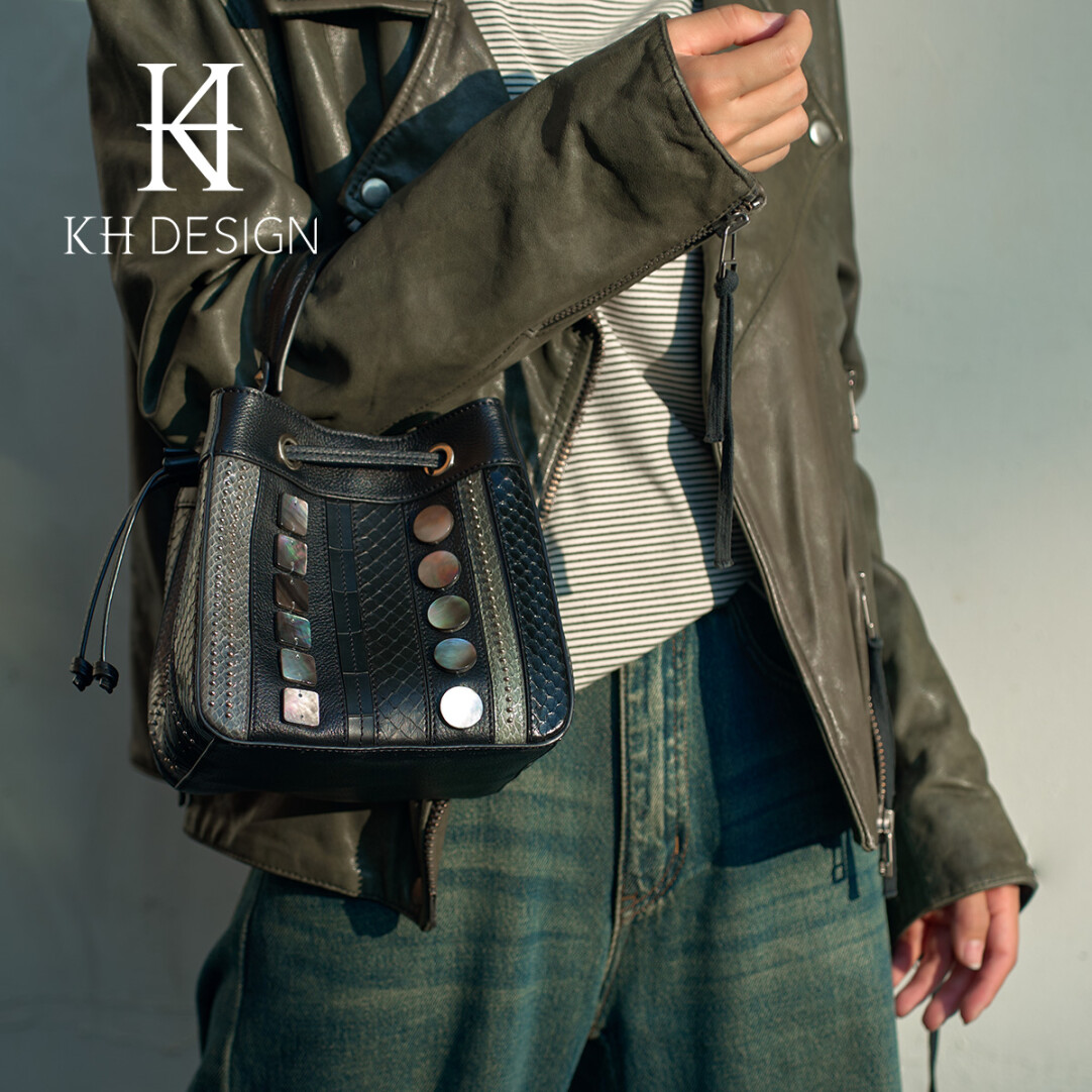 Genuine Leather Bucket Bag