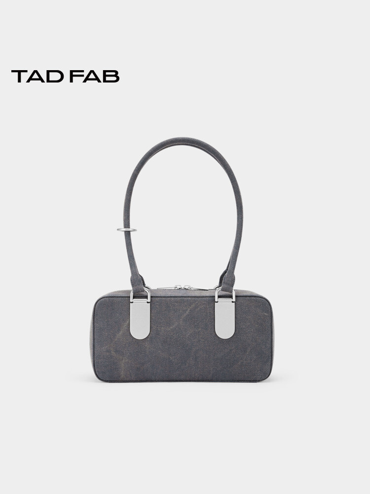 Denim Fabric Long Handle Boston Bag