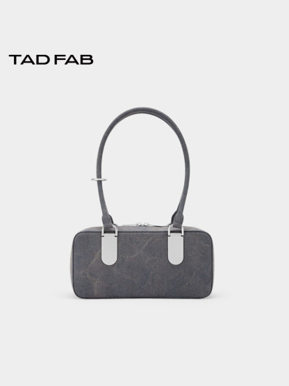 Denim Fabric Long Handle Boston Bag