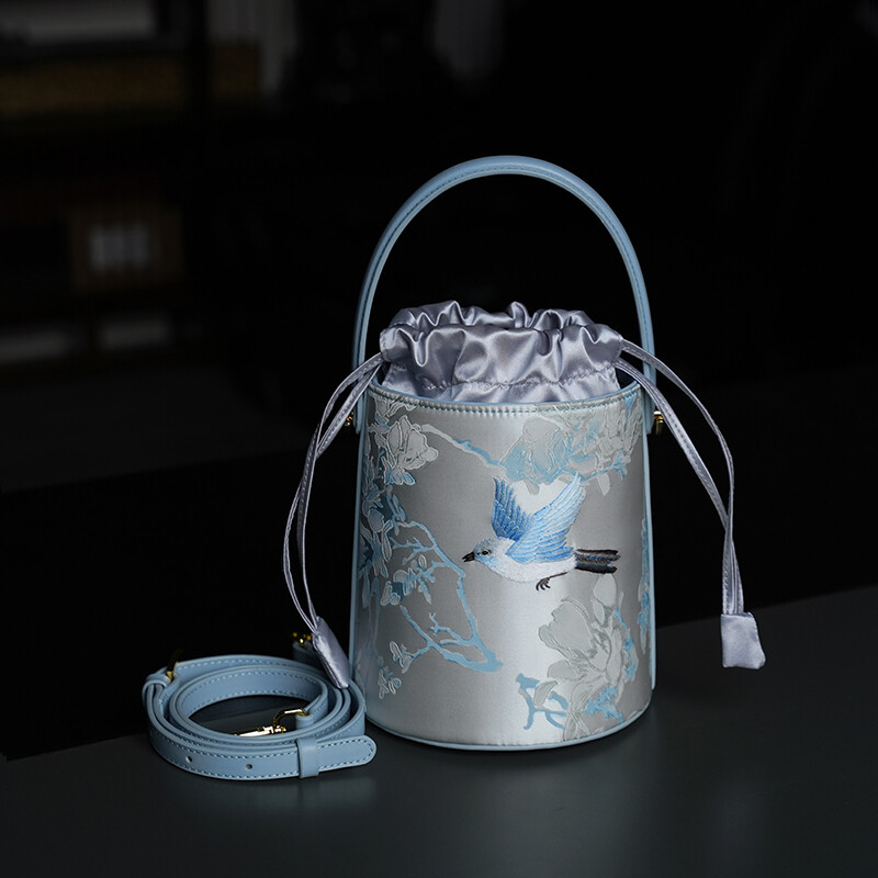 Joy Herald Handcrafted Embroidery Leather Bucket Bag
