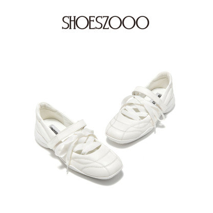 French Mary Jane White Flats