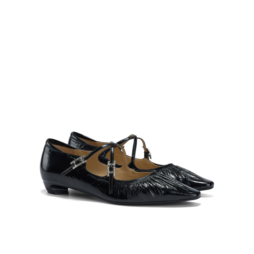 Midnight Tipsy Rhinestone Leather Shoes