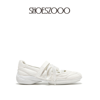 French Mary Jane White Flats