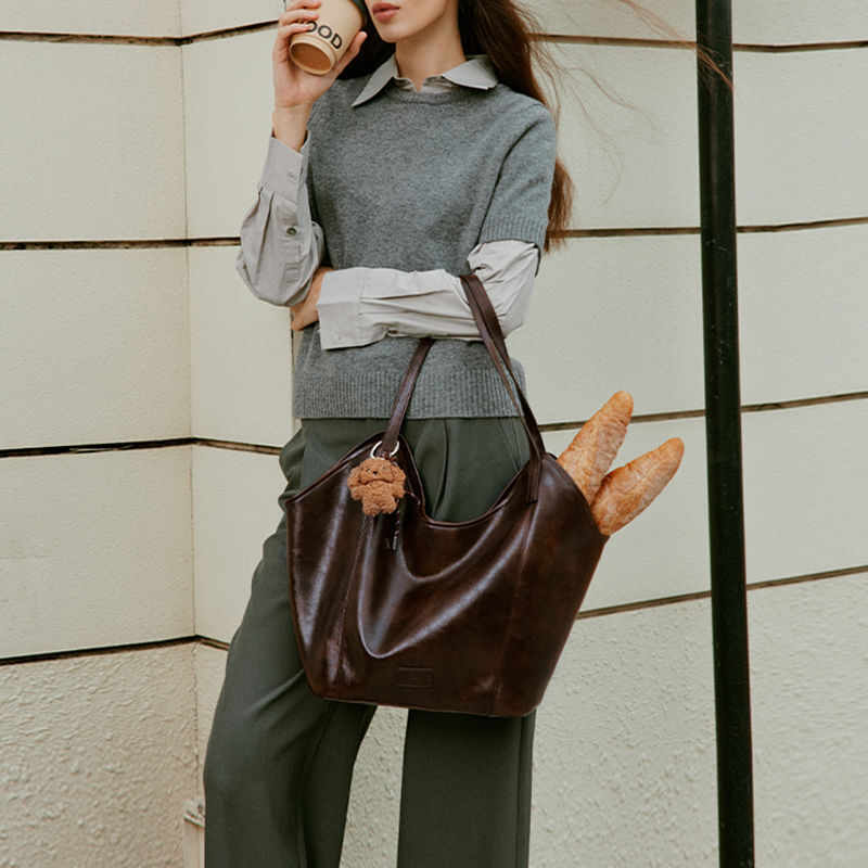 Leather Basket Totebag