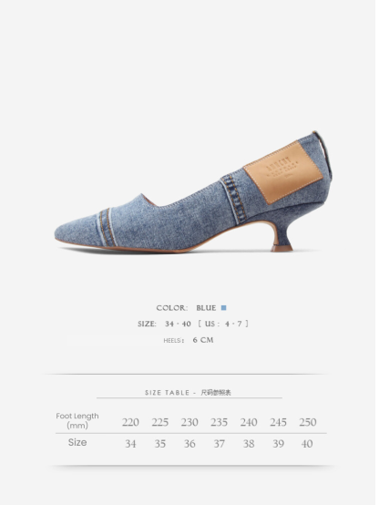 Pointed-toe denim Heels