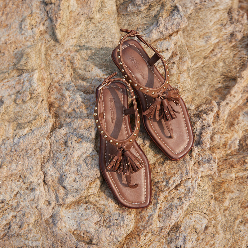 Folk-style tassel sandals