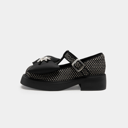 Flower Rhinestone Mary Jane shoes