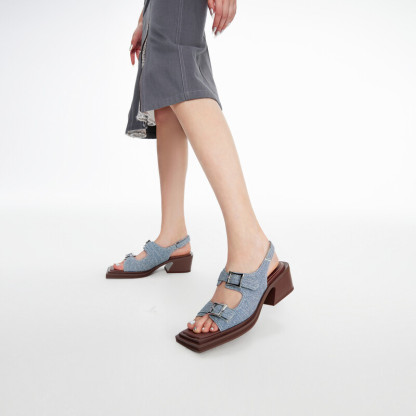Square toe stitch double buckle