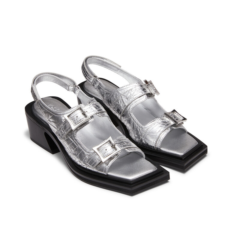 Square toe stitch double buckle