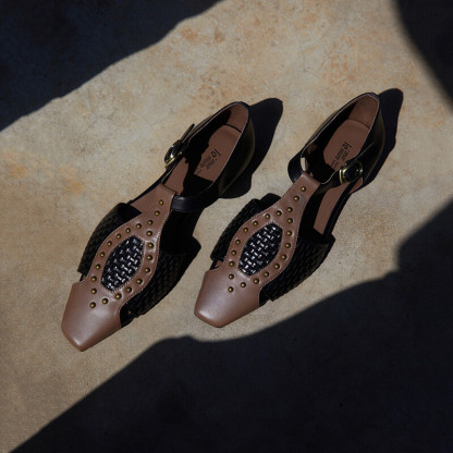 Facile studded woven sandals