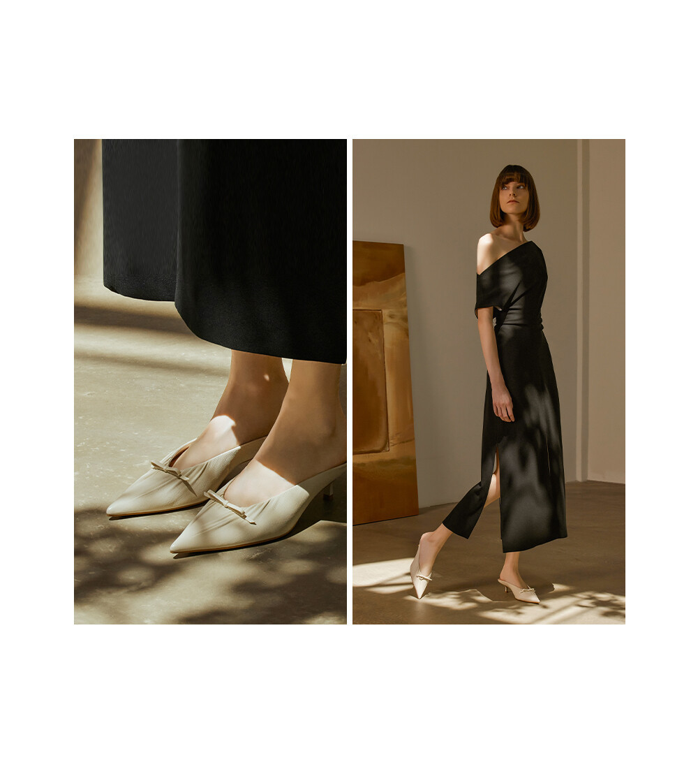 Natasha Mule Shoes with Mid Heel