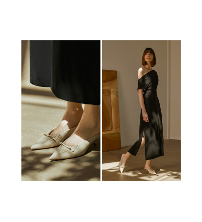 Natasha Mule Shoes with Mid Heel
