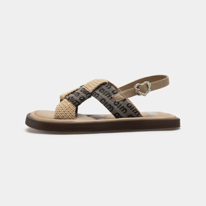 Color-block Woven Sandals