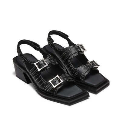 Square toe stitch double buckle