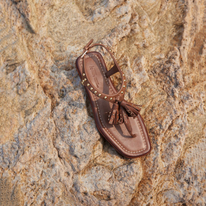 Folk-style tassel sandals
