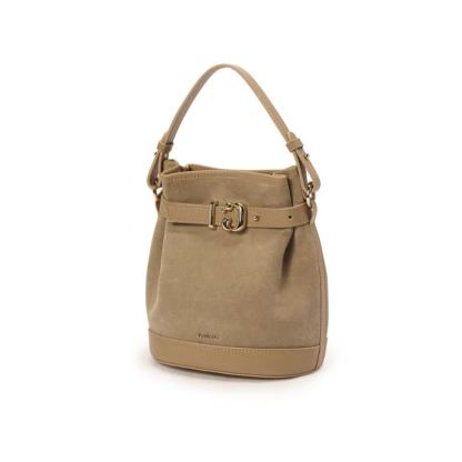 Premium Cowhide Spliced Bucket Bag