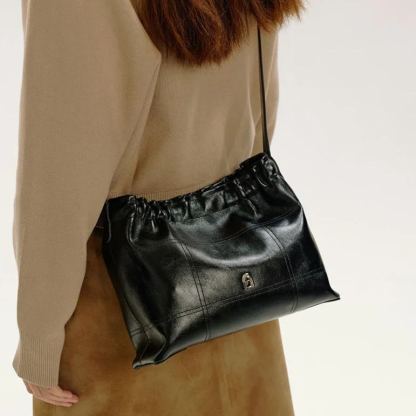 Pleated Leather Totebag 