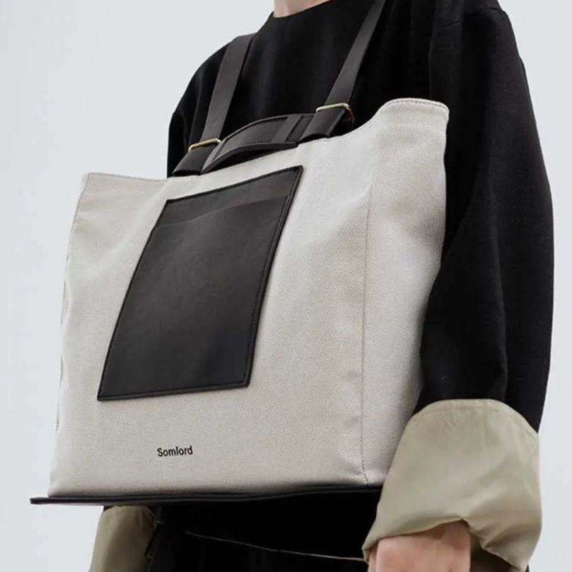 Unisex water-repellent canvas tote bag