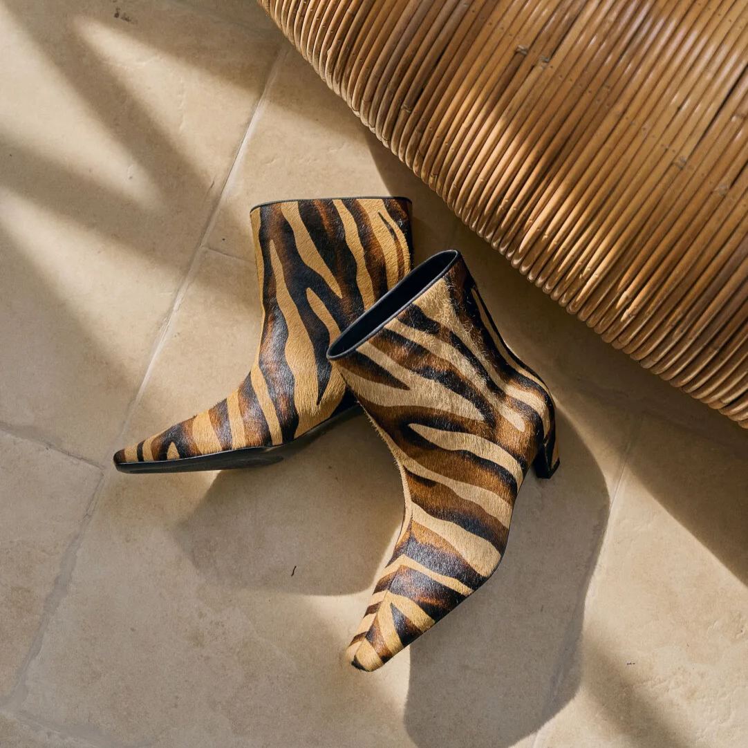 Zebra Prints French Ankle Boots