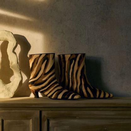 Zebra Prints French Ankle Boots
