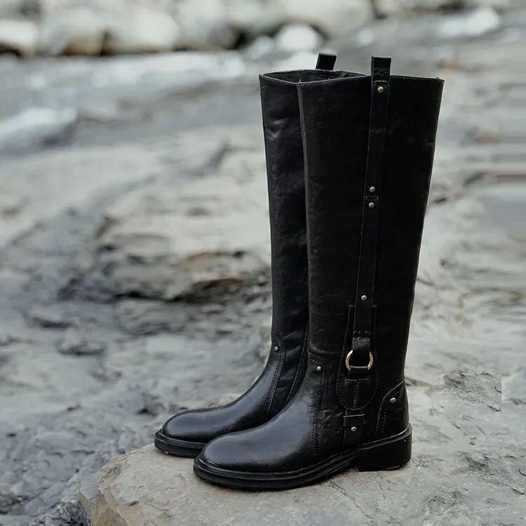 Retro real leather boots