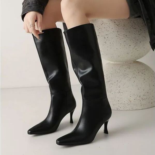 Designer Mélange Leather Boots