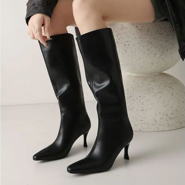 Designer Mélange Leather Boots