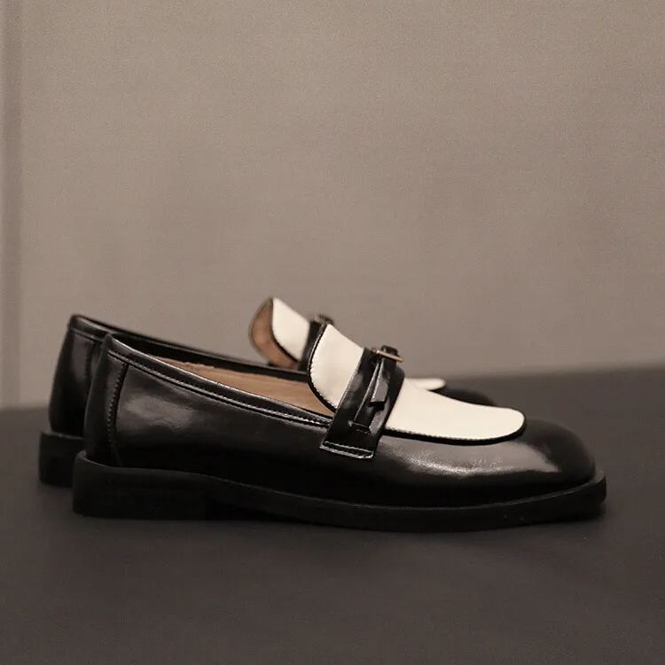 Color-Blocked Leather Loafers