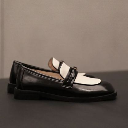 Color-Blocked Leather Loafers