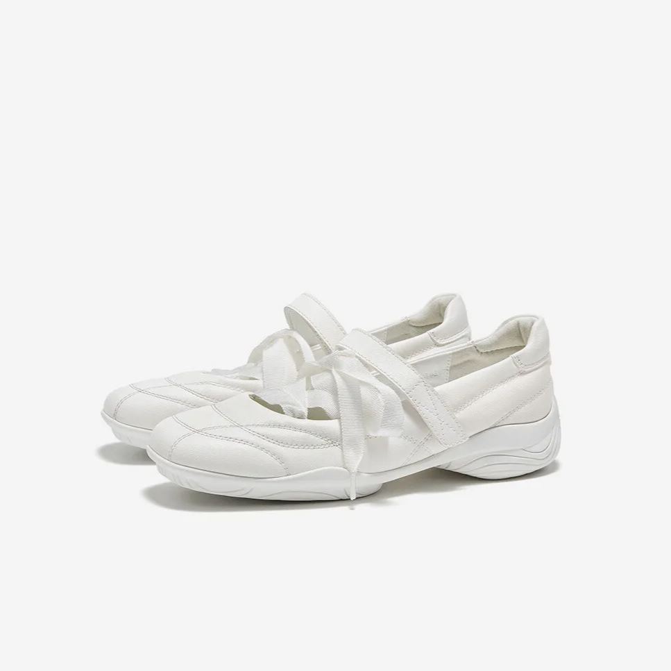French Mary Jane White Flats