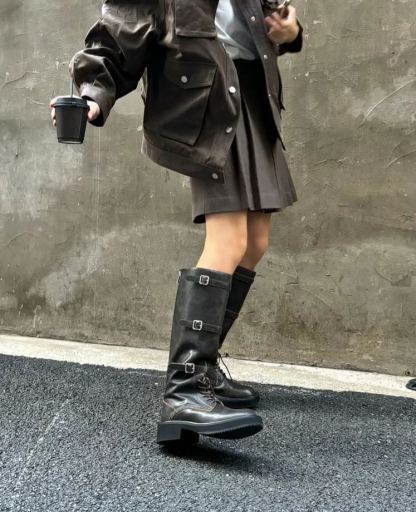 Melard Buckle Strap Tall Boots
