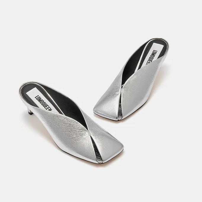 Metallic Cowhide Mules