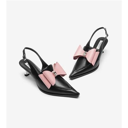 Bowknot Color-block High Heels 
