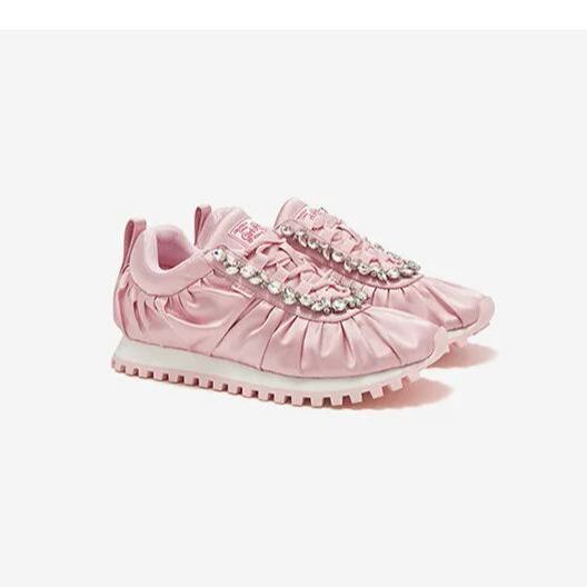 Wrinkled silk sneakers