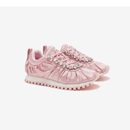 Wrinkled silk sneakers