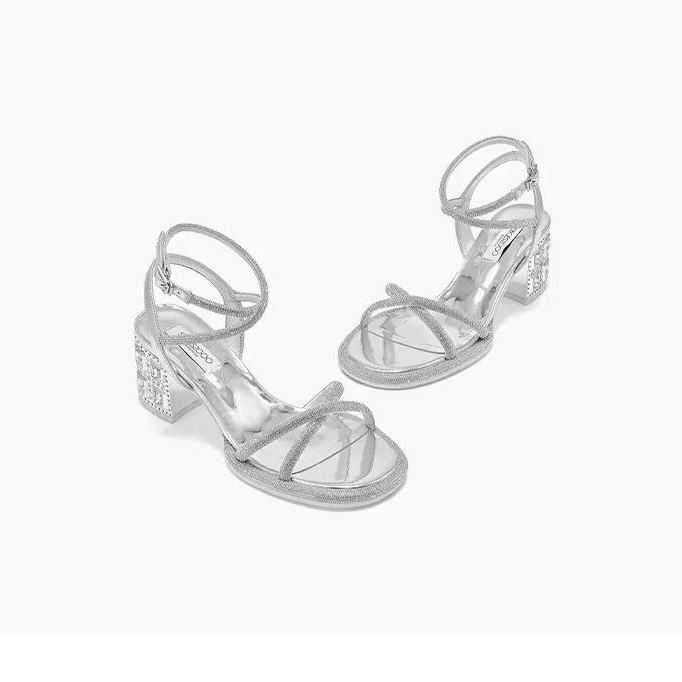 Lynn Rhinestone Strap Round-Toe Sandals