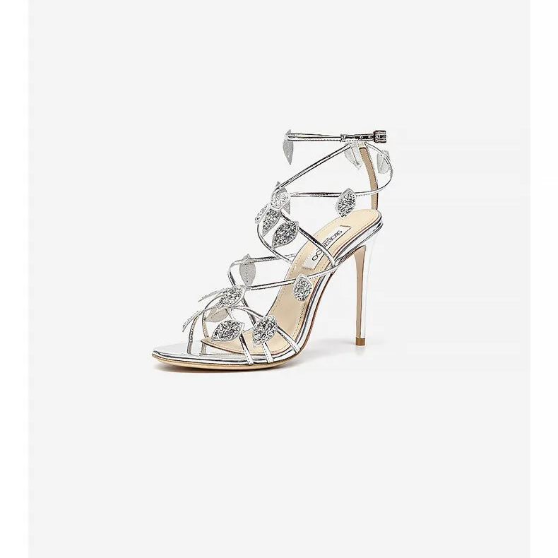 Leaf design high heels
