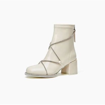 EMILY Elastic Patent Leather Strap Boots