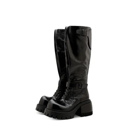 Rose Leather Knee-High Boots