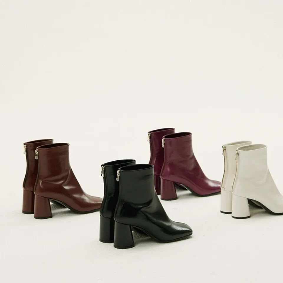 Designer Leather Heel Boots