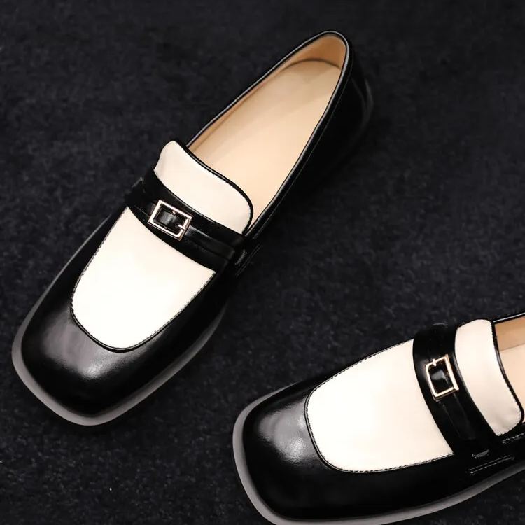 Color-Blocked Leather Loafers