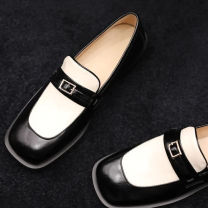 Color-Blocked Leather Loafers
