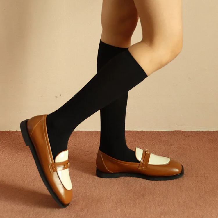 Color-Blocked Leather Loafers