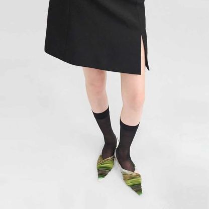  Patterned Croissant Heels